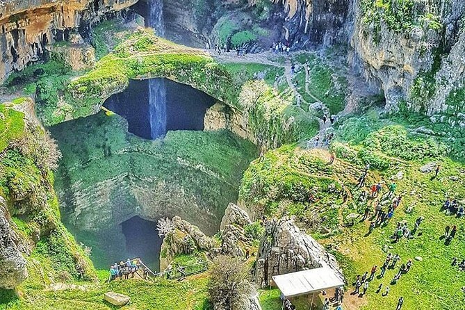 Baatara Gorge Waterfall, Jeita Grotto and Byblos Tour - Jeita Grotto, stone curtains below Beirut